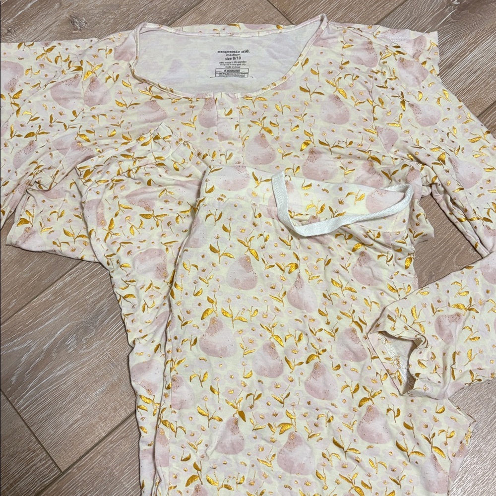 Magnetic Me Cream and Pink Pajama Set Floral Pear